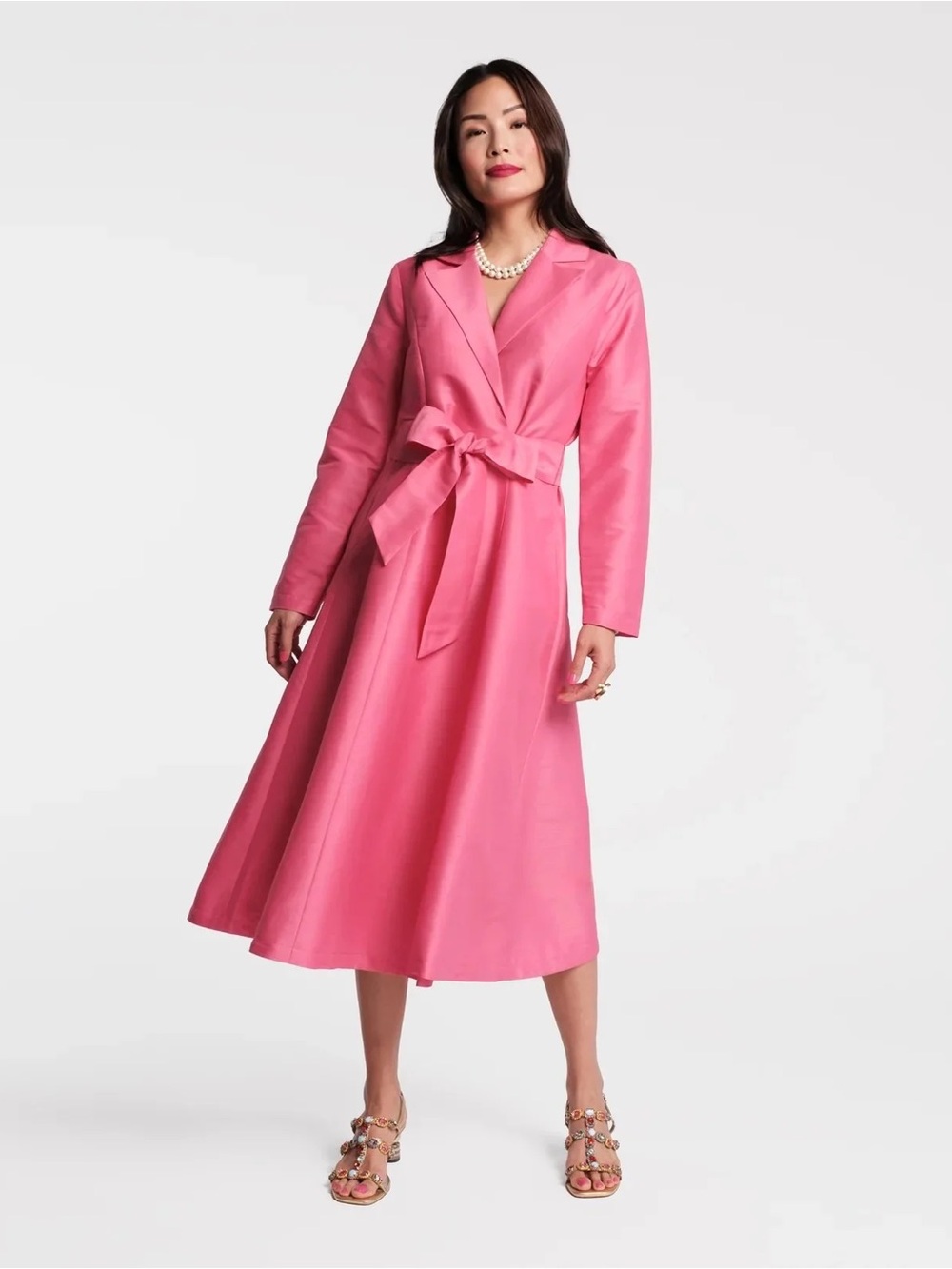 Frances Valentine Pink Lucille Dupioni Wrap Dress NWOT 3X